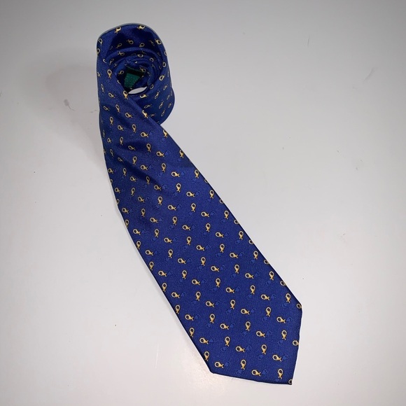 Zadi Andrew's silk tie blue print tie - Picture 4 of 8